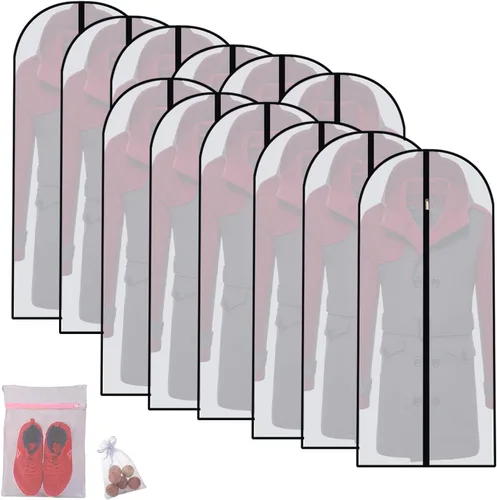 Vista 21 de Bolsas transparentes para colgar ropa de viaje (juego de 6) bolsas de traje para almacenamiento de ropa, bolsas de almacenamiento de ropa, funda