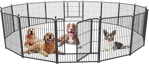 Vista 12 de Corralito para perros, 32/40/45 pulgadas de altura en resistente, plegable para interiores y exteriores, valla antióxido para ejercicio de perros
