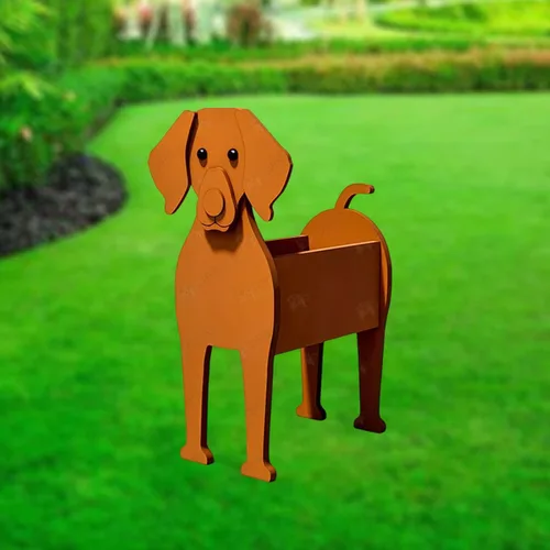 Vista 33 de XOOFMASS Lindas macetas de perro para plantas al aire libre, macetas de madera para perros, macetas en forma de perro, macetas para suculentas