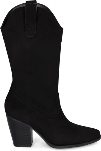 Vista 3 de STYLISH S ONYX - Botas de tacón alto para mujer, con tacón apilado, punta puntiaguda, media pantorrilla