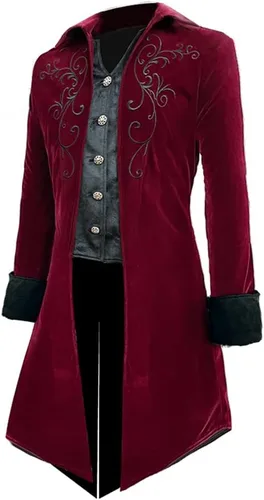 Vista 3 de Crubelon Chaqueta steampunk para hombre, gótica, medieval, victoriana, abrigo