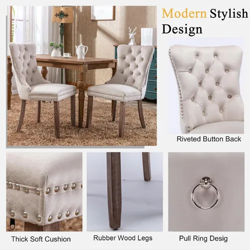 Vista 7 de Juego de mesa de comedor de mármol blanco de lujo para 6, 70 pulgadas, mesa de comedor de mármol blanco con 6 sillas de terciopelo beige y base