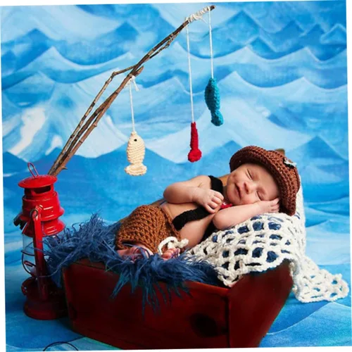 Vista 8 de SOIMISS 100 accesorios para niños, accesorios para niños, días de fotos de peces, niños y niñas con disfraz de lana infantil, fotografía, ropa hecha