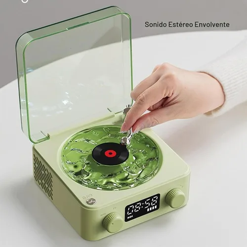 Vista 9 de Zunate Waves - Altavoz Bluetooth, tocadiscos vintage con luz ambiental, auxiliar portátil inalámbrico retro para dormir, luz LED recargable