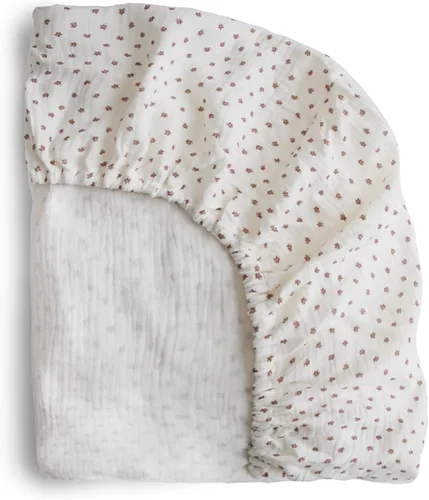 Vista 28 de mushie Sábana bajera ajustable de muselina extra suave para cuna, 192 hilos, 28 x 52 pulgadas (azul bebé)