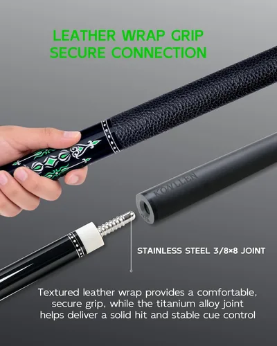 Vista 5 de KONLLEN Carbon Fiber Pool Cue SET,58 Inch,Low Deflection 1.0-AK-03F-Set1