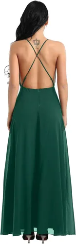 Vista 5 de YiZYiF - Vestido de fiesta de gasa para mujer, sin espalda