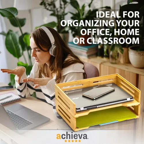 Vista 6 de Achieva Bandeja apilable de bambú con carga lateral, 2 unidades (71004)