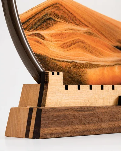 Vista 6 de BelaRola Arte de arena móvil para adultos, imagen de paisaje de arena de movimiento líquido con base de madera de gran pared, decoración