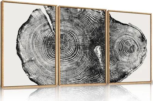 Vista 47 de Lienzo decorativo abstracto grande con marco naranja quemado, decoración de pared azul neutro y negro, arte moderno con pinceladas, impresión