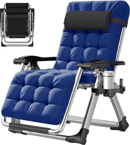 Vista 17 de ABORON Silla de Gravedad Cero, Sillas de Salón Plegables Premium para Césped y Exteriores, Sillas de Patio Reclinables Resistentes y Ajustables
