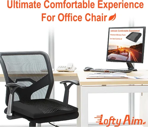 Vista 4 de Lofty Aim Cojín de asiento de automóvil, cómodos cojines de espuma viscoelástica para conducir, alivio del dolor de ciática y espalda baja, almohada