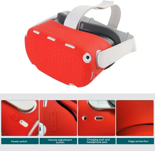 Vista 2 de JYMEGOVR for Oculus Quest 2 Controller Silicone Cover, Protective Case Set Accessories for Meta VR, Multi Colors Soft Shell Skin (Red)