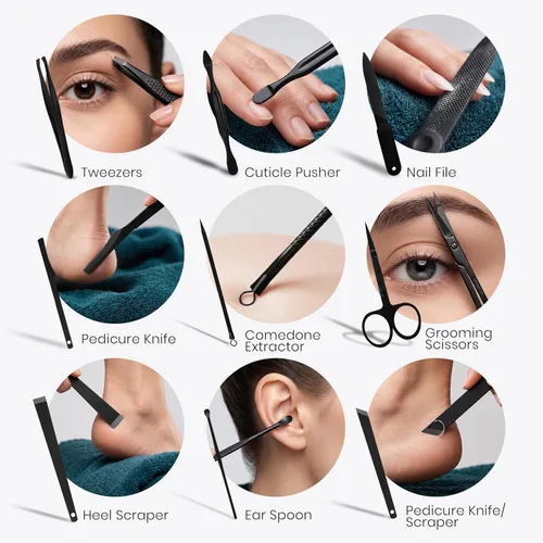 Vista 2 de Utopia Care Juego de manicura profesional para cortaúñas Negro