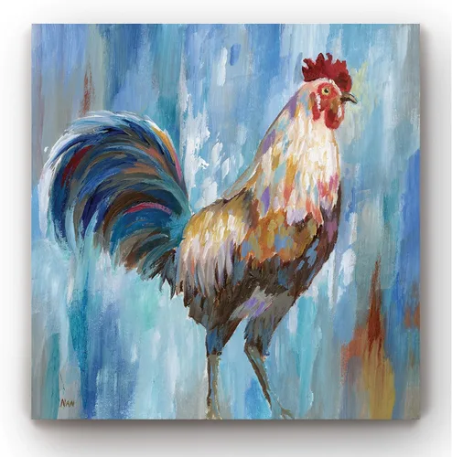 Vista 8 de Renditions Gallery Arte moderno de gallina con flores sobre lienzo estirado para decoración de pared