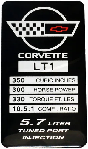 Vista 3 de 1 pieza C4 Corvette 1992 LT1 Sopa Motor ID Spec Metal Data Plate Consoler Emblema 3D Placa de identificación de repuesto para Corvette