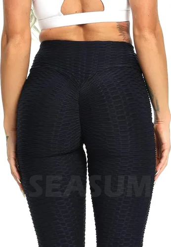 Vista 130 de SEASUM - Pantalones de yoga de cintura alta para mujer, con control de abdomen y realce de glúteos, leggings favorecedores para entrenar y correr