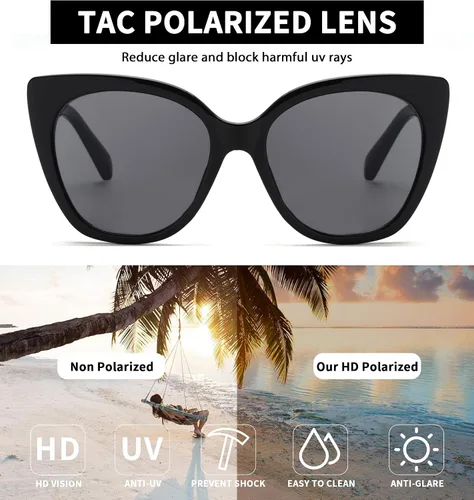 Vista 3 de JM Trendy Cat Eye Sunglasses Women, Oversized Cateye Style Round Sun Glasses UV400 Protection