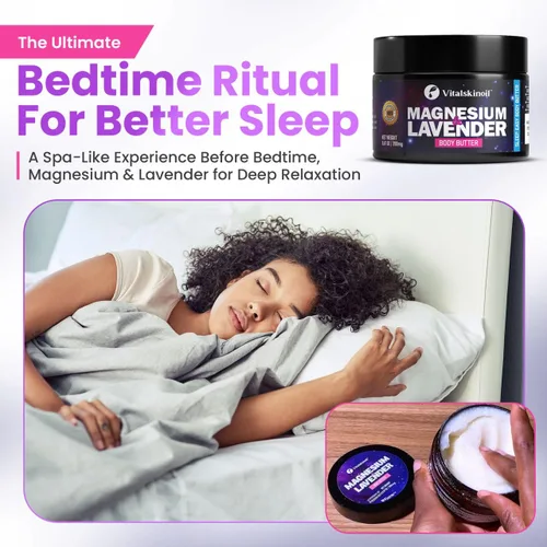 Vista 6 de Loción de magnesio, crema corporal para la noche y la hora de acostarse, alivio calmante para las piernas cansadas, mantequilla muscular
