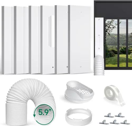 Vista 9 de Kit de ventilación de aire acondicionado portátil mejorado, con manguera de escape 5.9, 4 placas de sellado deslizante, acoplador universal, kit