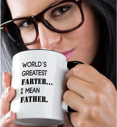 Vista 2 de 3dRose mug_221400_4 Worlds Greatest Farter I Mean Father - Taza negra, 11 oz
