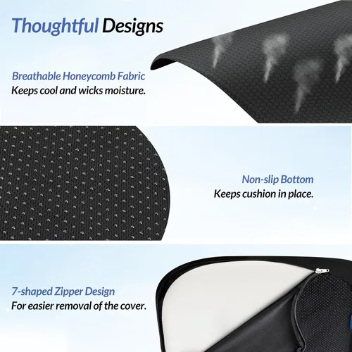 Vista 13 de ZIKEE - Cojín de asiento ergonómico con pendiente para muslos para largas sesiones de sentado, cojín de espuma viscoelástica para silla de oficina
