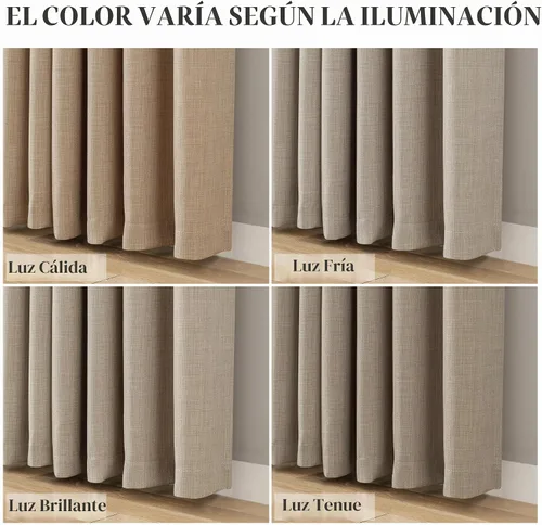 Vista 7 de Cortinas de Lino Taupe de 96 Pulgadas de Largo para Sala de Estar con Ojales de Bronce Estilo Rústico de Granja Semi Transparentes con Filtrado