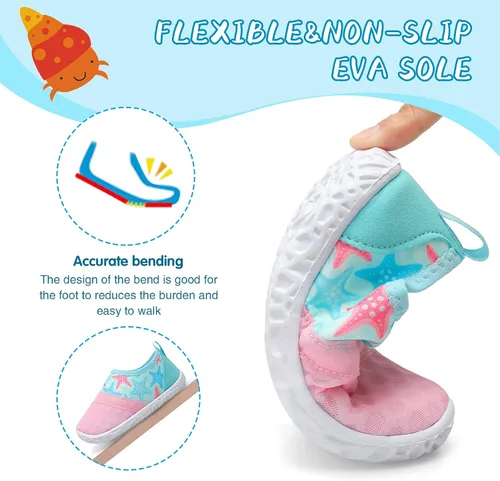 Vista 6 de shopUAL Zapatos de agua para niños y niñas, calcetines acuáticos para la playa, zapatos de agua descalzos para caminar, zapatos de agua de secado