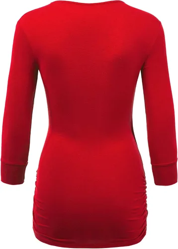 Vista 2 de Lock and Love - Camiseta de manga 34 para mujer con cuello en V, envuelto, cruzado, tallas S-3XL, fabricada en Estados Unidos