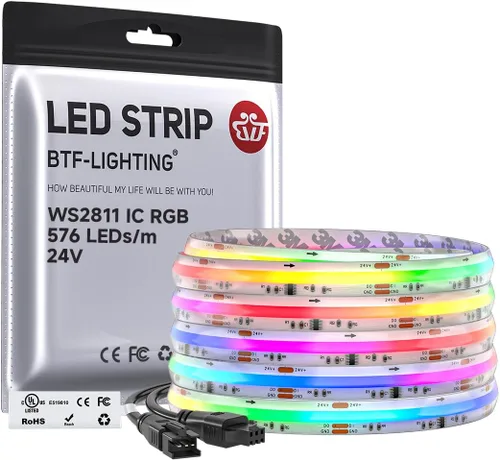 Vista 20 de BTF-LIGHTING FCOB WS2811 IC RGB Tira de LED COB 864LED/m Flexible Alta Densidad Luz Uniforme de Perseguida de Color DC12V 5 m 24IC/m 12mm de Ancho