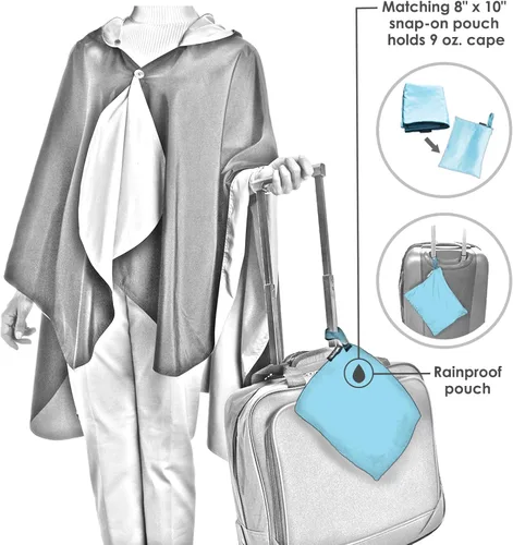Vista 5 de RainCaper Capa de lluvia para mujer, impermeable, con capucha, reversible, bellas artes