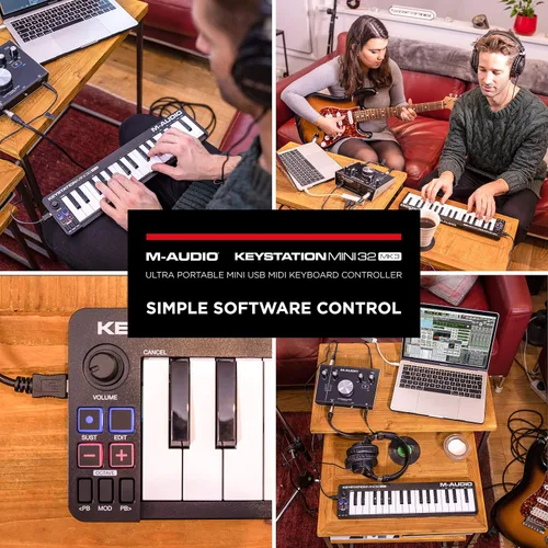 Vista 8 de M-AUDIO Keystation Mini 32 MK3 MIDI Controller Bundle con auriculares para grabación de estudio, producción de música, podcasting, transmisión