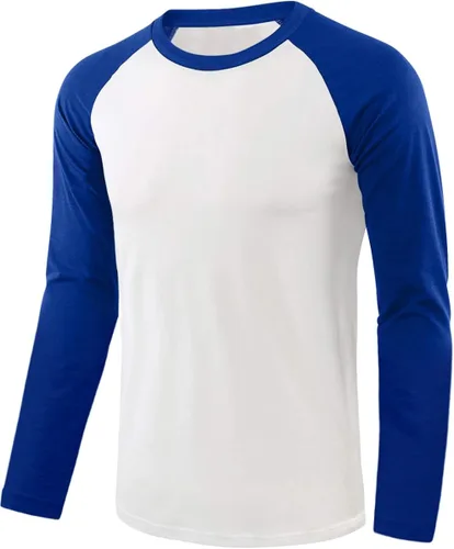 Vista 10 de Camisetas de béisbol deportivas básicas de algodón suave de manga larga raglán 3/4 para hombre