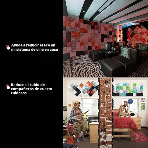 Vista 3 de Sonic Acoustics - Paquete de 12 paneles de absorción acústica de 12 x 12 x 0,4 pulgadas, aislamiento de insonorización único en 3D, utilizado