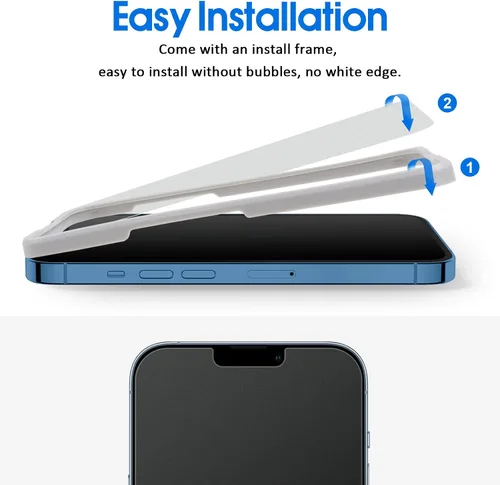 Vista 7 de [Paquete de 2] Ambison Protector de Pantalla de Vidrio Mate Diseñado para iPhone 16e/iPhone 14/iPhone 13/13 Pro, Marco de Instalación/Sin