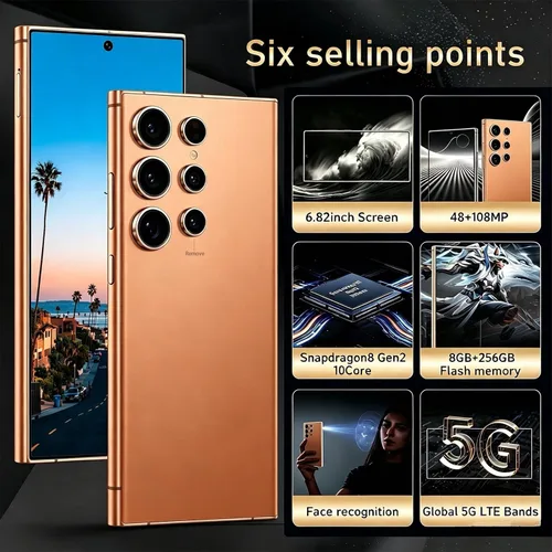 Vista 2 de Teléfonos C24 Ultra Desbloqueados Android 14 Smartphone 8GB+256GB (color anaranjado (Orange Color)