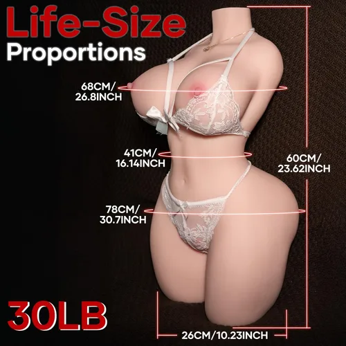 Vista 3 de AUSLOVE Muñeca sexual de 30 libras, masturbador masculino, muñecas sexuales de tamaño real para hombres con relación de cadera a cintura 2:1, pechos