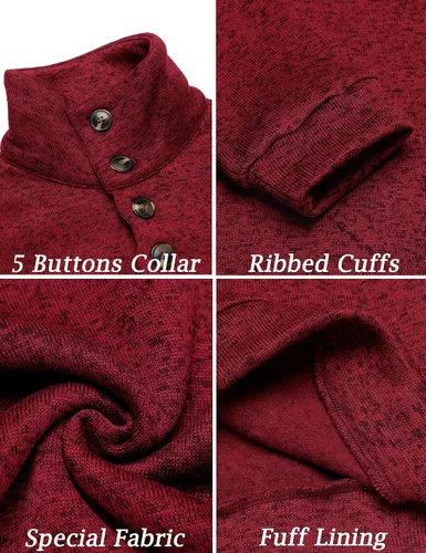 Vista 4 de COOFANDY Sudadera térmica de punto casual para hombre