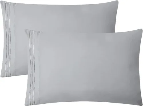 Vista 14 de Clara Clark Fundas de almohada de tamaño estándar – Funda de almohada ultra suave, fundas de almohada de microfibra ligera tamaño Queen – Juego de 2