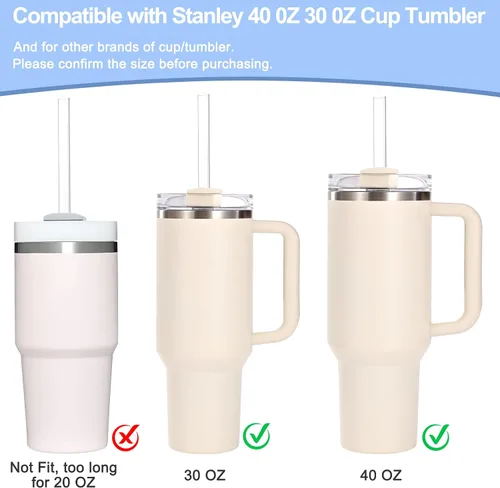 Vista 3 de 12 piezas de pajitas de vidrio de repuesto para Stanley - Compatibles con vasos Stanley de 40 oz y 30 oz, pajitas de vidrio transparentes