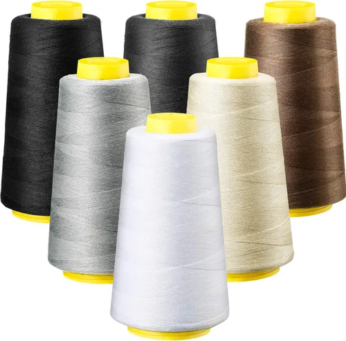 Vista 8 de BBTO 6 rollos de 3000 yardas cada bobina de cono de hilo de servidor para máquina de coser, hilo de poliéster para acolchado overlock
