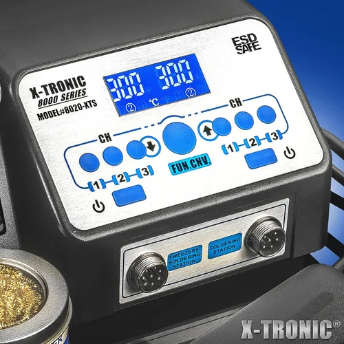 Vista 2 de X-TRONIC 8020-XTS Exclusivo para Estados Unidos - 2 en 1: estación digital de soldadura de hierro antiestática y pinza soldadora - Sin descarga