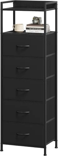 Vista 13 de Somdot - Mesita de noche con 3 cajones, cómoda con contenedores de tela para dormitorio, pasillo, entrada, mueble de mesa auxiliar junto a la cama.