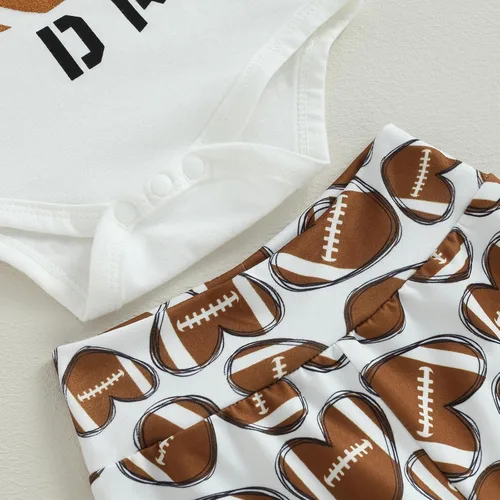 Vista 6 de GuliriFei Conjunto de 3 piezas de ropa de fútbol para niña recién nacida