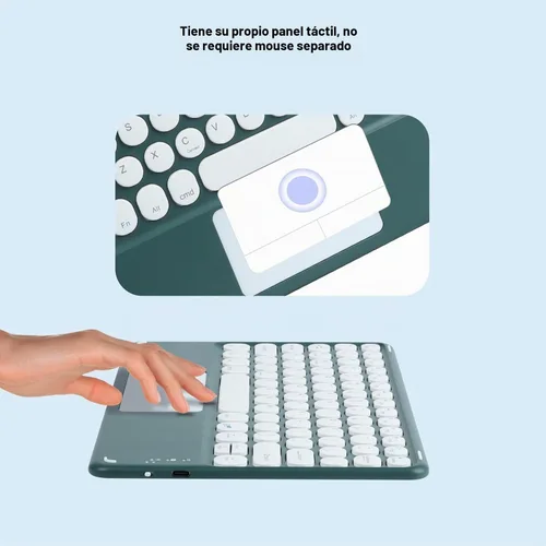 Vista 5 de Teclado inalámbrico con panel táctil, teclado Bluetooth recargable ultrafino mini con panel táctil, teclas redondas para iPad pro/iPad/iOS/Mac Verde