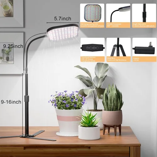 Vista 2 de Luz de cultivo superbrillante de 100 W, 336 LED, 6000 K, lámpara blanca de espectro completo para plantas de interior de oficina en casa, altura