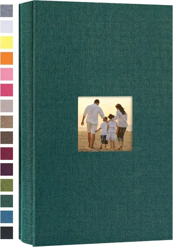 Vista 55 de potricher - Álbum de fotos pequeño para 100 fotos de 4 x 6 pulgadas, con portada de lino con foto, familiar, para bodas, aniversarios, bebés o Beige