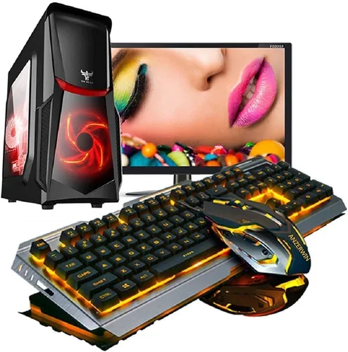 Vista 2 de Combo de teclado y mouse para juegos retroiluminación naranja amarillo teclado de retroiluminación LED teclado de computadora para juegos mouse