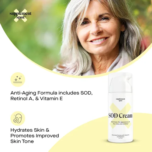 Vista 5 de Superoxide Dismutasa (SOD) Crema antienvejecimiento – Hidratante facial para líneas finas y arrugas, piel suave y firme, brillo juvenil, cuidado