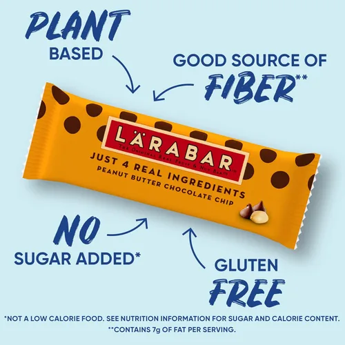 Vista 6 de Larabar - Mantequilla de maní con chispas de chocolate, barras de frutas y nueces sin gluten, 6 unidades Gluten-Free, Vegan, Dairy Free, Non-GMO